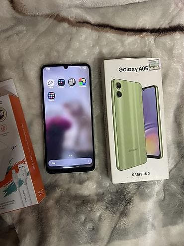 samsung netbook: Samsung Galaxy A05, 64 GB, rəng - Yaşıl, Sensor, Face ID — 10