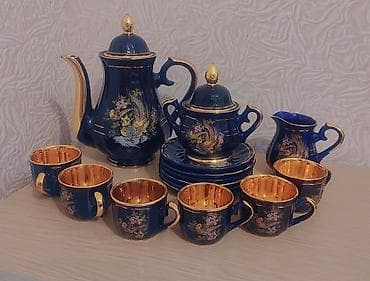 Çay dəsti, rəng - Göy, Kobalt, 6 nəfərlik