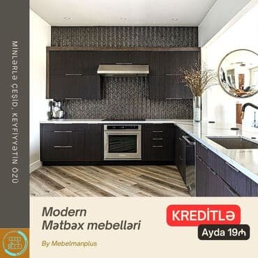 metbex mebeli gence: Sifarişlə mətbəx dəsti, Mat laminat, Kredit var, Pulsuz çatdırılma — 2
