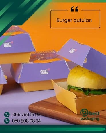 qutu sifarişi: Fərqli dizayn və rənglərdə təklif olunan burger qutuları müxtəlif — 1