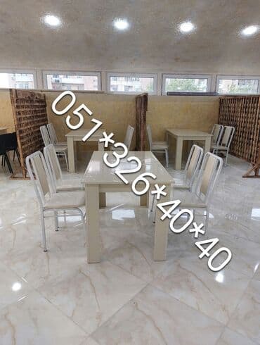 naxcivan bina evleri: Yeni, Dördbucaq masa, 6 stul, Açılan, Stullar ilə, Metal, Azərbaycan — 2