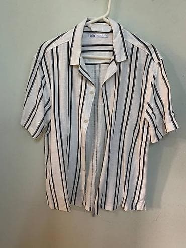 Рубашки: Мужская рубашка, Zara, L, цвет - Белый — 1