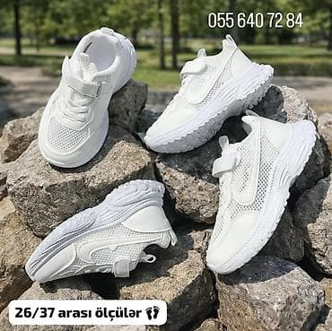 Uşaqlar üçün ağ idman ayaqqabıları - Model: ağ rəng, şık və universal