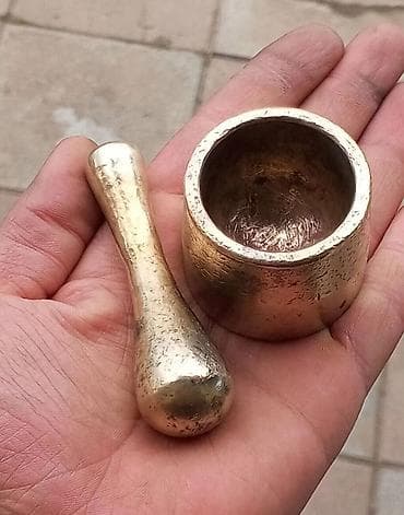 silikon formalar: Misin (pirinç) miniatür həvəng və dibəyi - Material: bərk mis/pirinç — 2