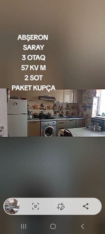 babək prospektində satılan evlər: 3 otaqlı, 57 kv. m, Kredit yoxdur, Orta təmir — 14