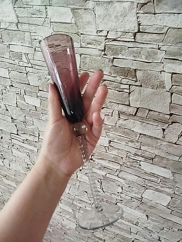 Digər: Dekorativ,uzun ayaqlı kristalvari naxışlı,bordo rəng tonlu,qədimi 6 — 2