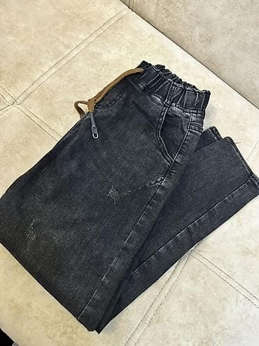 bantik.az instagram: Uşaq üçün tünd boz/qaraya çalan denim şalvar XS,S geyinə bilər — 3