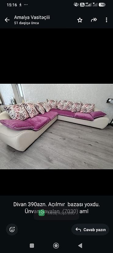 Divan 390azn. Açılmır bazası yoxdu. Ünvan Savalan (7030) aml