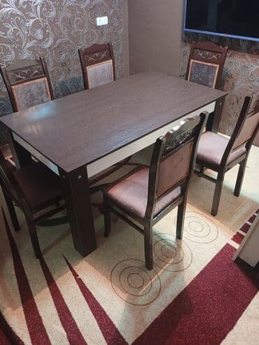 Qonaq otağı üçün, Açılmayan, Dördbucaq masa, 6 stul