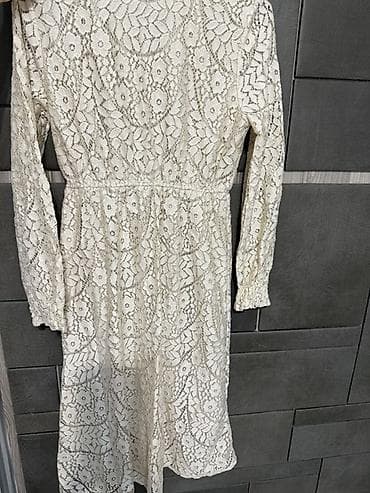 uzun balonka: Ağ rəngdə, tam krujeva (ağ çiçək naxışlı) qadın donu. - Model — 6