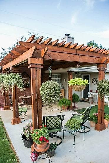 çeper: Ağac pergola – həyət və teras üçün dekorativ kölgəlik konstruksiya - — 3