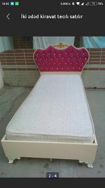 İşlənmiş, Təknəfərlik çarpayı, Bazasız, Matras ilə, Siyirməsiz