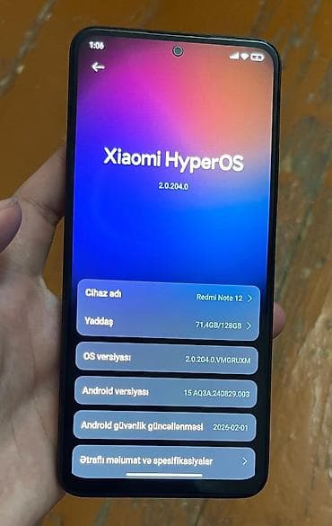 Elektronika: Redmi Note 12, 128 GB, rəng - Mavi, Barmaq izi — 5