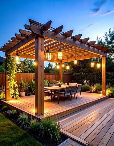 lalafo masa: Taxta pergola – həyət, bağ və teraslar üçün dekorativ kölgəlik — 1