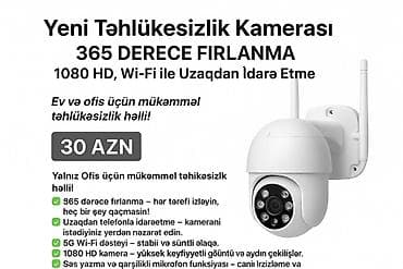 ev telefonlar: Yeni Təhlükəsizlik Kamerası | 365 Dərəcə Fırlanma | 1080 HD, WiFi ilə — 1