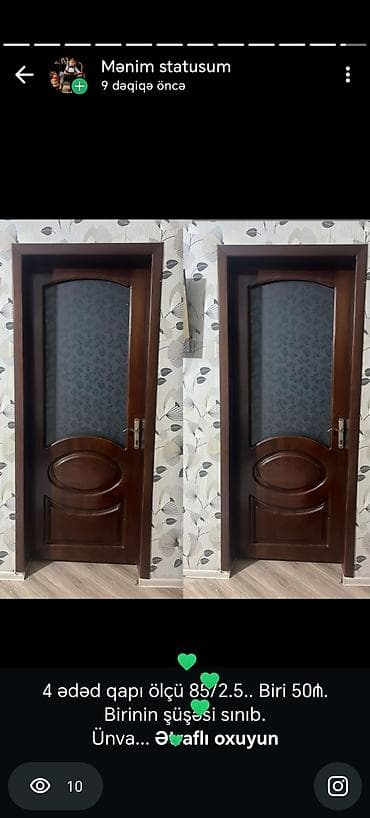 Məhsul: Daxili taxta qapılar (4 ədəd) - Material: tünd rəngli ağac