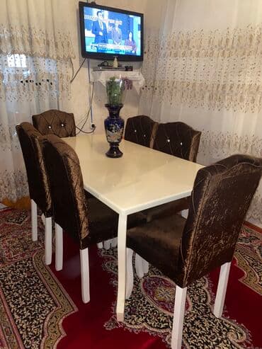 пластиковые столы и стулья бишкек: Stol 6 eded stul tecili satilir !!!! qiymet 300 manat Unvan  — 4