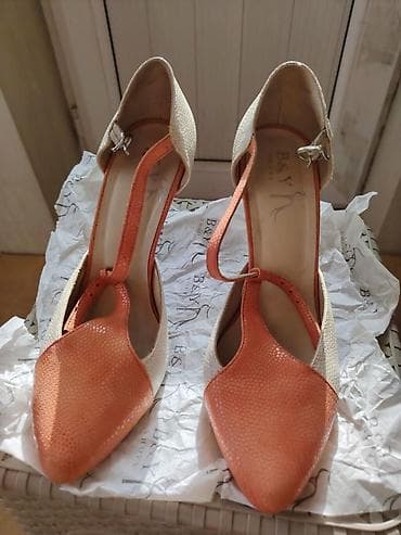 hamam papagi: B&Y Shoes qadın tuflisi - Model: incə burunlu, T-kəmərli, açıq — 1