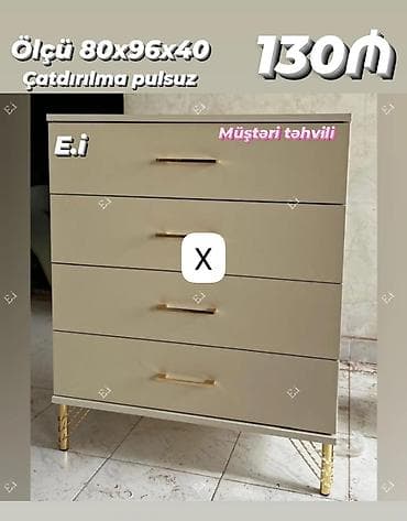 sap: Komod – 4 çəkməcə - Ölçü: 80 x 96 x 40 sm - Rəng: açıq bej - Dizayn — 1