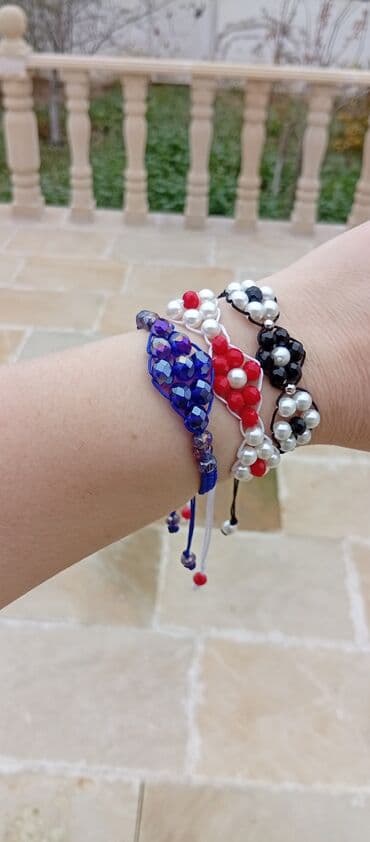 Eynəklər: Muncuq və kordonla hazırlanmış əl işi bilərziklər - Material: parlaq — 2