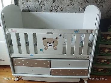 Uşaq beşiyi – “Ali bebe” modeli - Rəng: ağ və bej detallarla - Ön