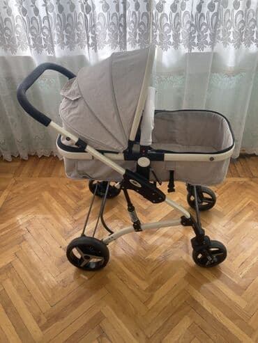 прогулочные коляски для двойни и тройни: (Gəncədədi)Uşaq arabası – bej rəngdə, geniş beşik tipli oturacaq və — 2