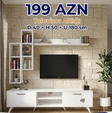 tum: Düz TV altlığı, Polkalı, Laminat — 1