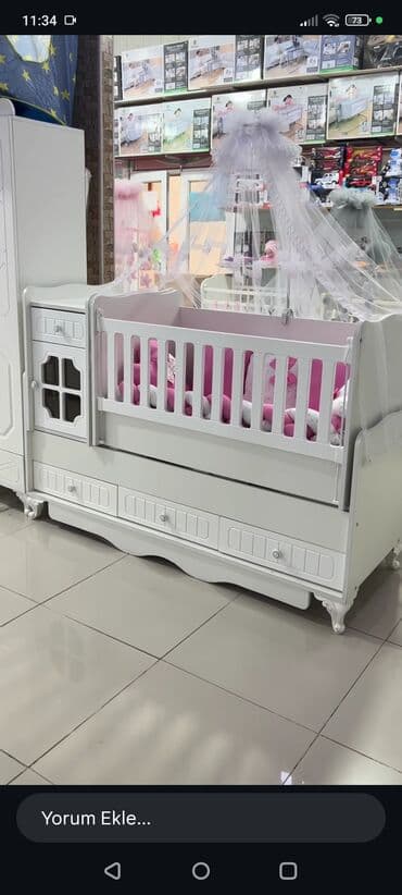 dayaq: Oğlan və qız üçün, İşlənmiş, Dördbucaq, Beşik, Dəst ilə, Matras ilə, Yellənmə mexanizmsiz — 2