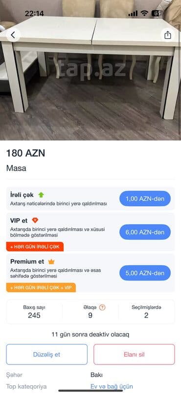 Masa ideal veziyyetdedi