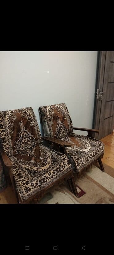 Другая мебель: Vintage mebel dəsti - 2 ədəd taxta konstruksiyalı oturacaq/kreslo — 1