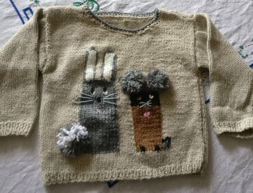 детские вещи из плюшевой пряжи: Вязанный пуловер для малыша 9мес до года — 3