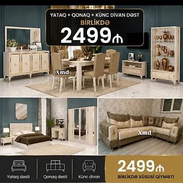 kunc dolablar: Yataq + Qonaq + Künc Divan Dəsti – birlikdə Paketin tərkibi: - Yataq — 1