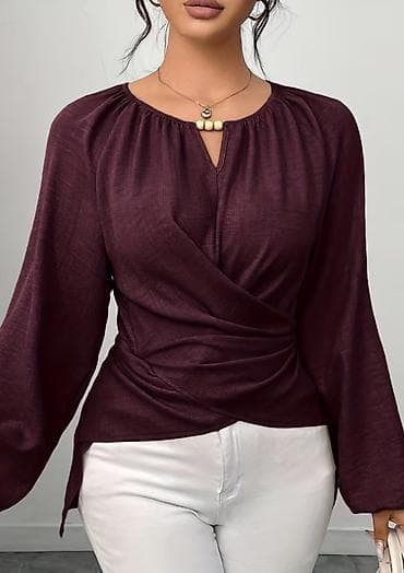 Svitşotlar: Bordo rəngdə qadın bluz - Yumşaq toxumalı, nazik və rahat parça - Ön — 3