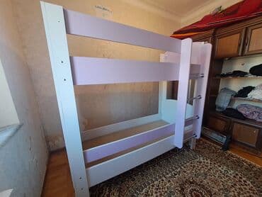 двуспальная кровать с подъемным механизмом: Для девочки и мальчика, Б/у, Кровать, Без матраса, Без выдвижных ящиков, Ламинат — 7