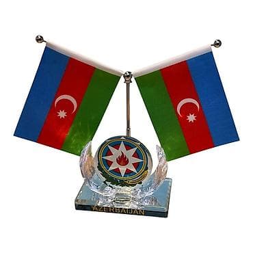 Masaüstü Azərbaycan bayraqları və bəzək kompozisiyası - İki ədəd