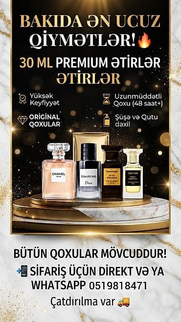 Личные вещи: 30 ml premium ətirlər - Yüksək keyfiyyət - Original qoxular - — 2