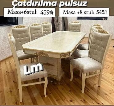 boyuk masa: Qonaq otağı üçün, Yeni, Açılmayan, Oval masa, 6 stul — 1