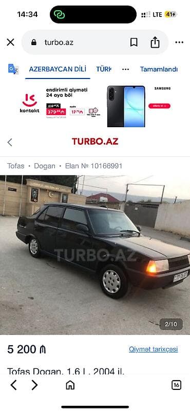 byd satış: Tofas : 1.6 l | 2005 il 324737 km Sedan — 10