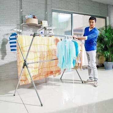 paltar qurutma asılqan: Paltar asilqani Asilqan ikiqat dirəkli paltar qurutma rafı qapalı — 4