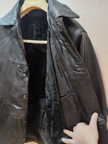 Futbolkalar: Qara rəngli kişi dəri kurtka - Material: həqiqi quzu dərisi (hamar — 3