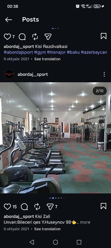 gym: Abordaj Sport – Kişi Zalı və Qadın zali(Ayrı) İcarəyə verilir Ünvan — 2