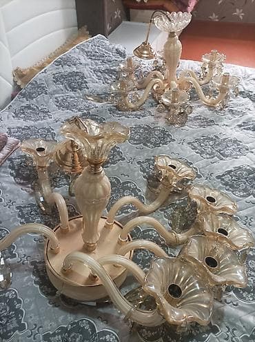 ev divar dekorlari: Çılçıraq, 10 və daha çox lampa, Şüşə — 1