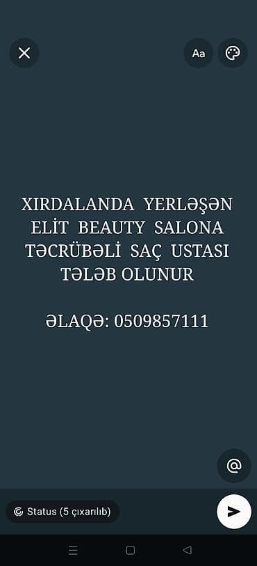 eve xadime axtariram: Saç ustası tələb olunur — 1