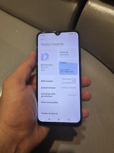 lombard telefon: Xiaomi Redmi Note 8 açıq mavi rəngdə 64GB yaddaş. Ustada olmayıb — 5