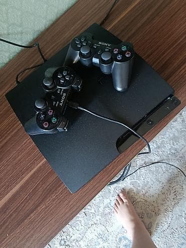 playstation 4 slim ps4: Sony PlayStation 3 Slim oyun konsolu - Model: PS3 Slim (qara rəng) - — 1