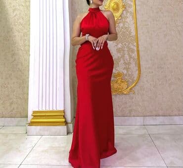 ketan don: Qırmızı ziyafət/axşam geyimi - Model: Uzun, bədənə oturan siluet - — 2