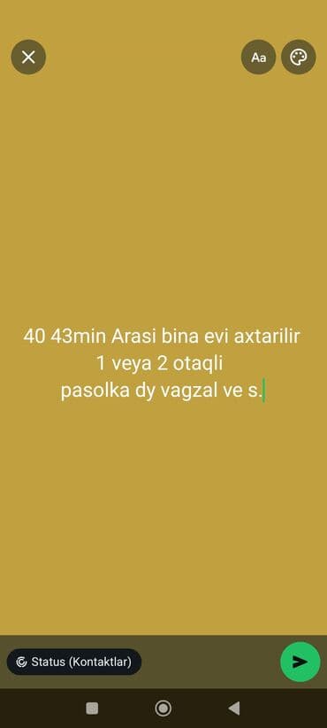 Axtarılır: 40–43 m² aralığında bina evi. 1 və ya 2 otaqlı variantlar