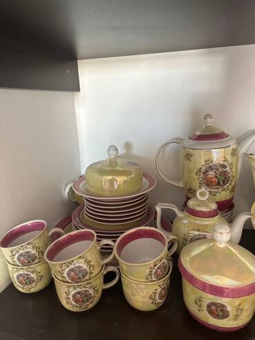 seyf gapilar: Çay dəsti, rəng - Ağ, Farfor, Madonna, 6 nəfərlik, Almaniya — 1