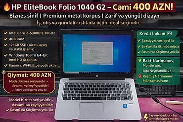 🔥 HP EliteBook Folio 1040 G2 – Cəmi 400 AZN! 💼 Biznes sinif, premium