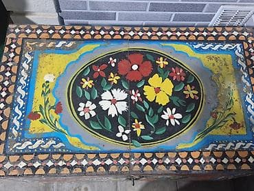 saxta baba geyimi: Rəngli əl işləri ilə bəzədilmiş taxta sandıq - Material: qalın — 3